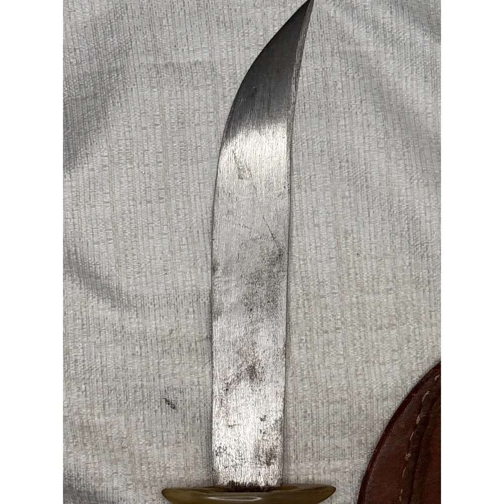 Vintage‎ Tribal Horn Handle Dagger Knife with Leather Sheath Collectible
